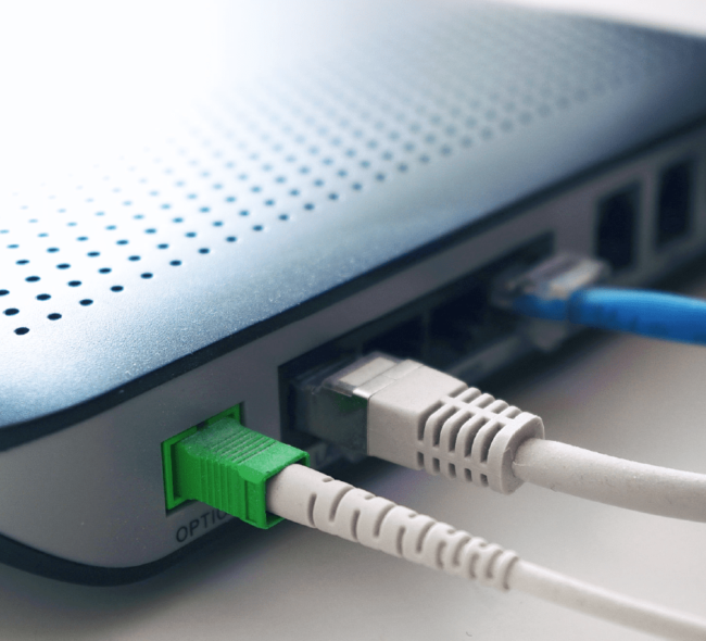Optic cable in an internet modem